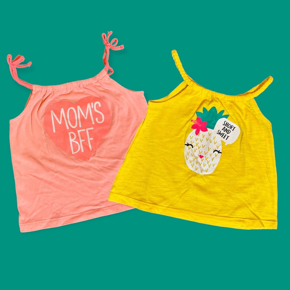 2 Spaghetti-Strap Tops for Toddler Girls - Sz 18M - Okie Dokie Brand
